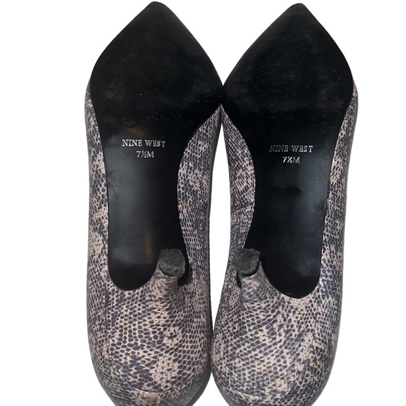 Nine West Abigayles Leather Snakeskin Print Gray, Gold Ivory Pumps Size 7.5 - Picture 7 of 10